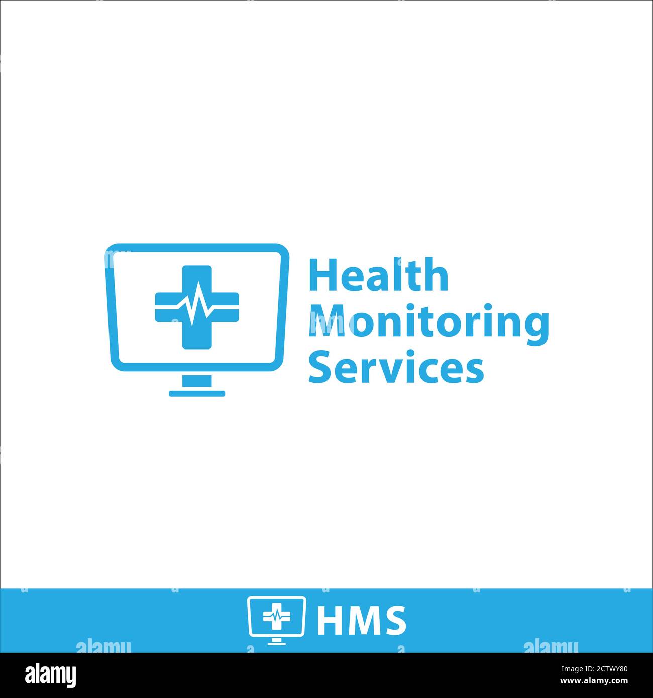 Health monitoring services logo design template. Display Screen and