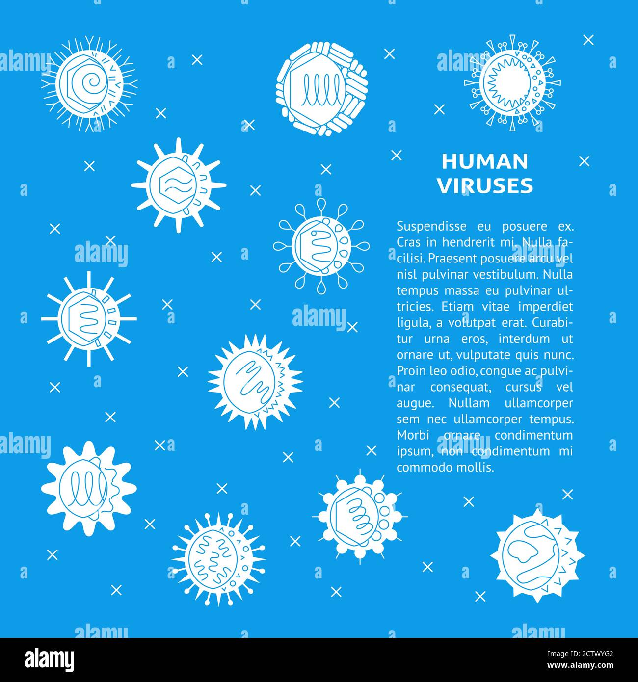 Human viruses concept banner with place for text Stock Vector