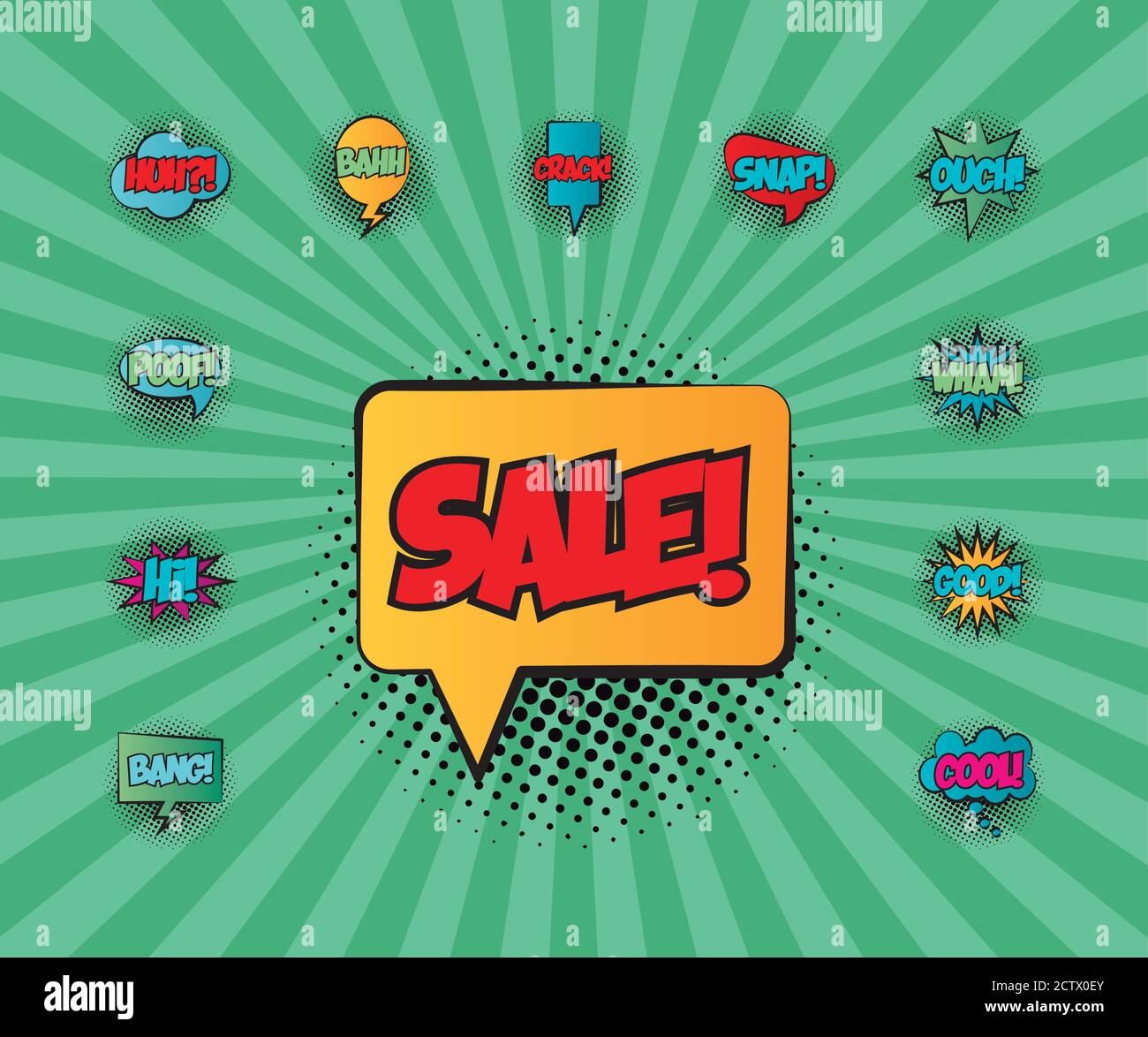 bundle of speech bubbles with sale word and words pop art fill style ...