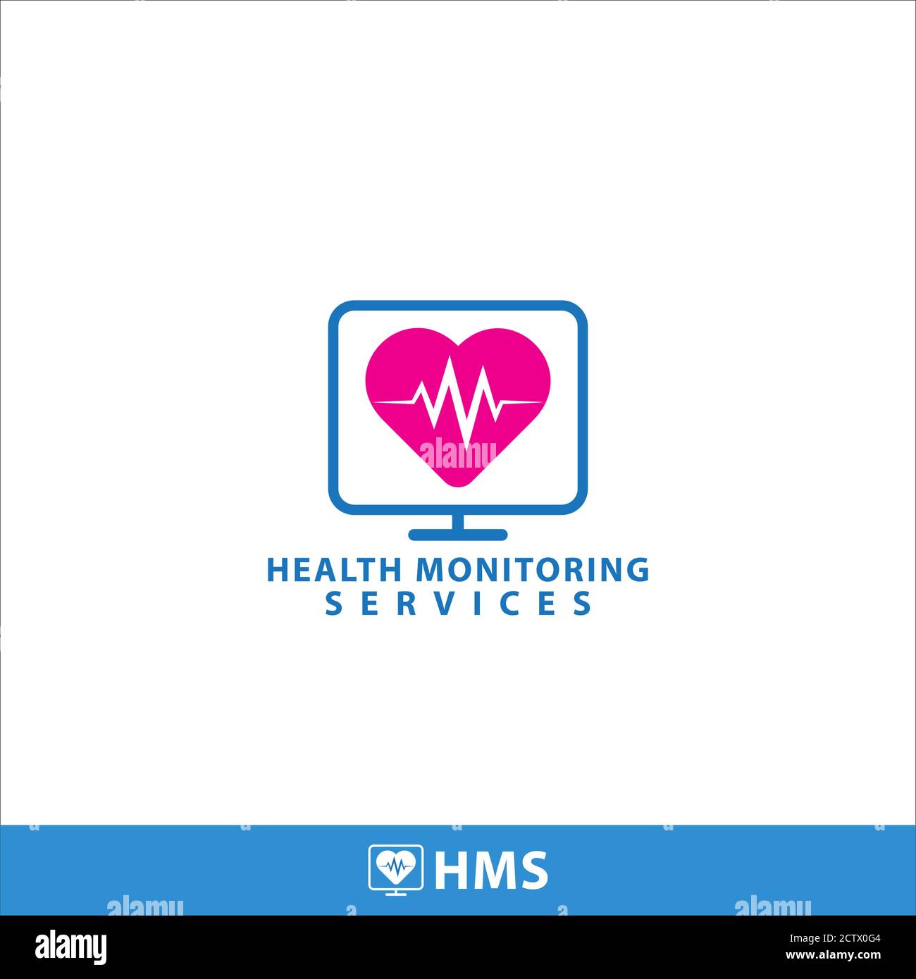 Health Monitoring Services Logo Design Template Display Monitor And Heart Shape With Pulse Vector Illustration Bright Blue And Pink Magenta Color Stock Vector Image Art Alamy