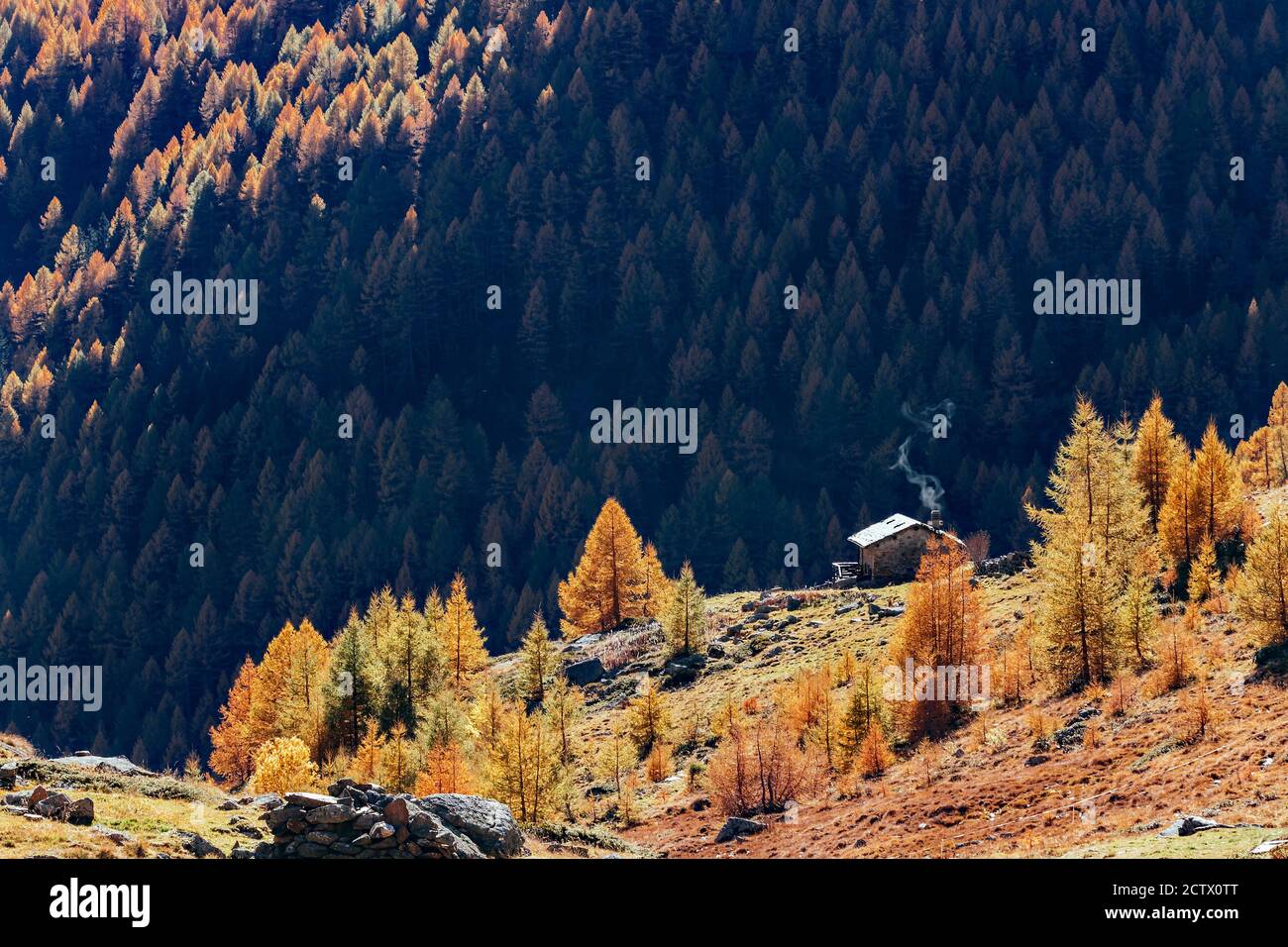 Val Grosina - Malghera - Valtellina (IT) - Autumn landscape Stock Photo