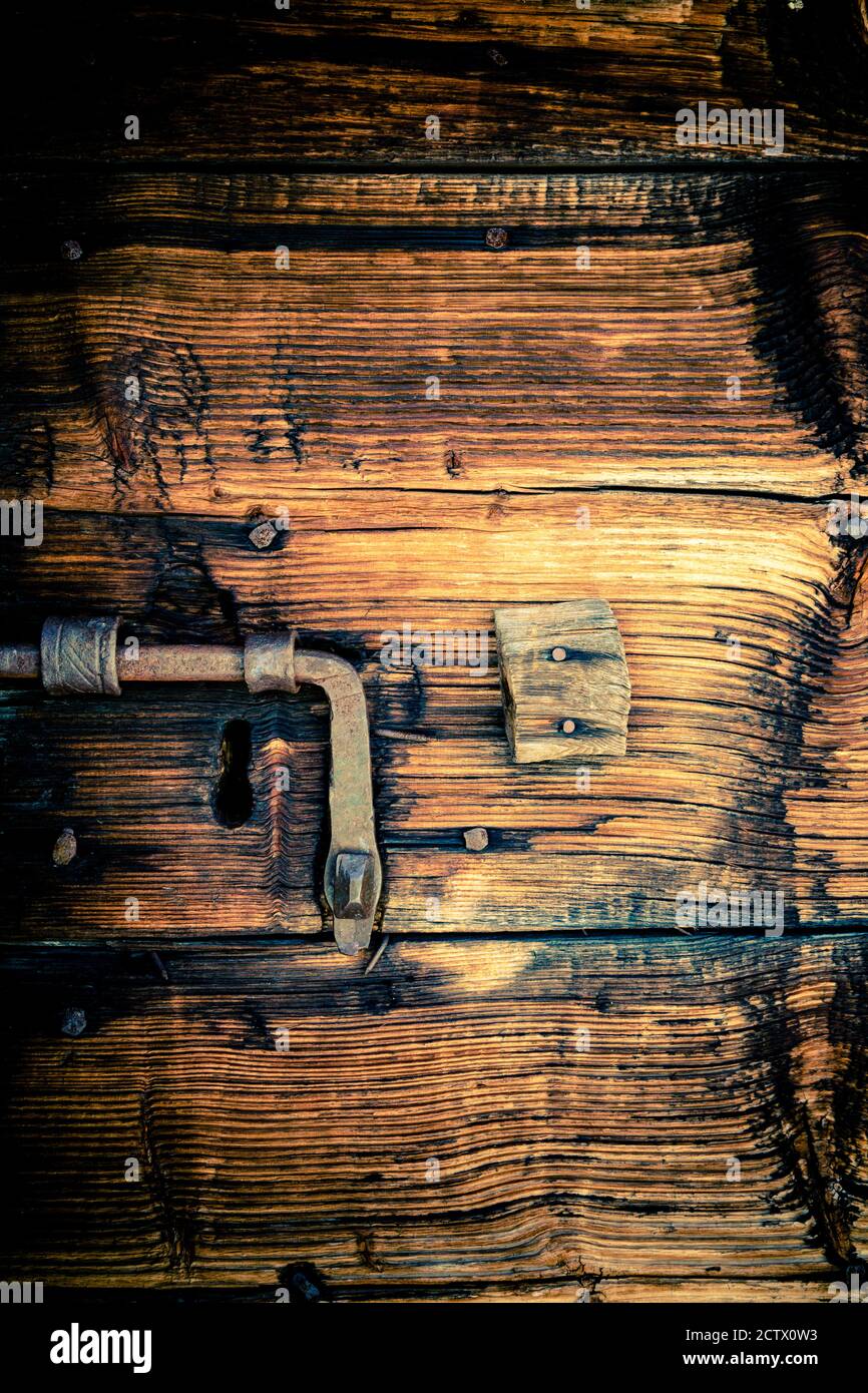 Wood door wrought iron hi-res stock photography and images - Alamy