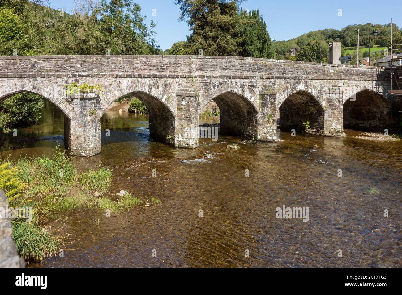 England, Somerset, Exmoor, Dulverton bridge & River Barle Stock Photo