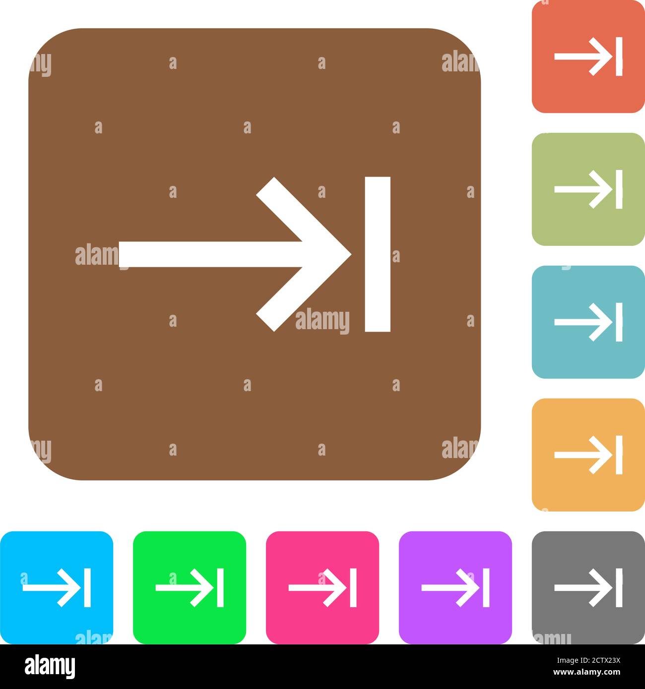 Keyboard tab flat icons on rounded square vivid color backgrounds Stock ...