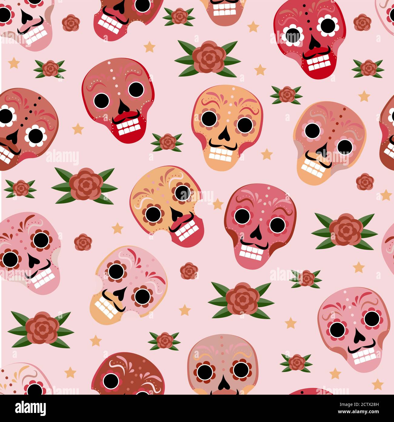 Day of the Dead Mexican seamless pattern. Dia de los muertos repeating