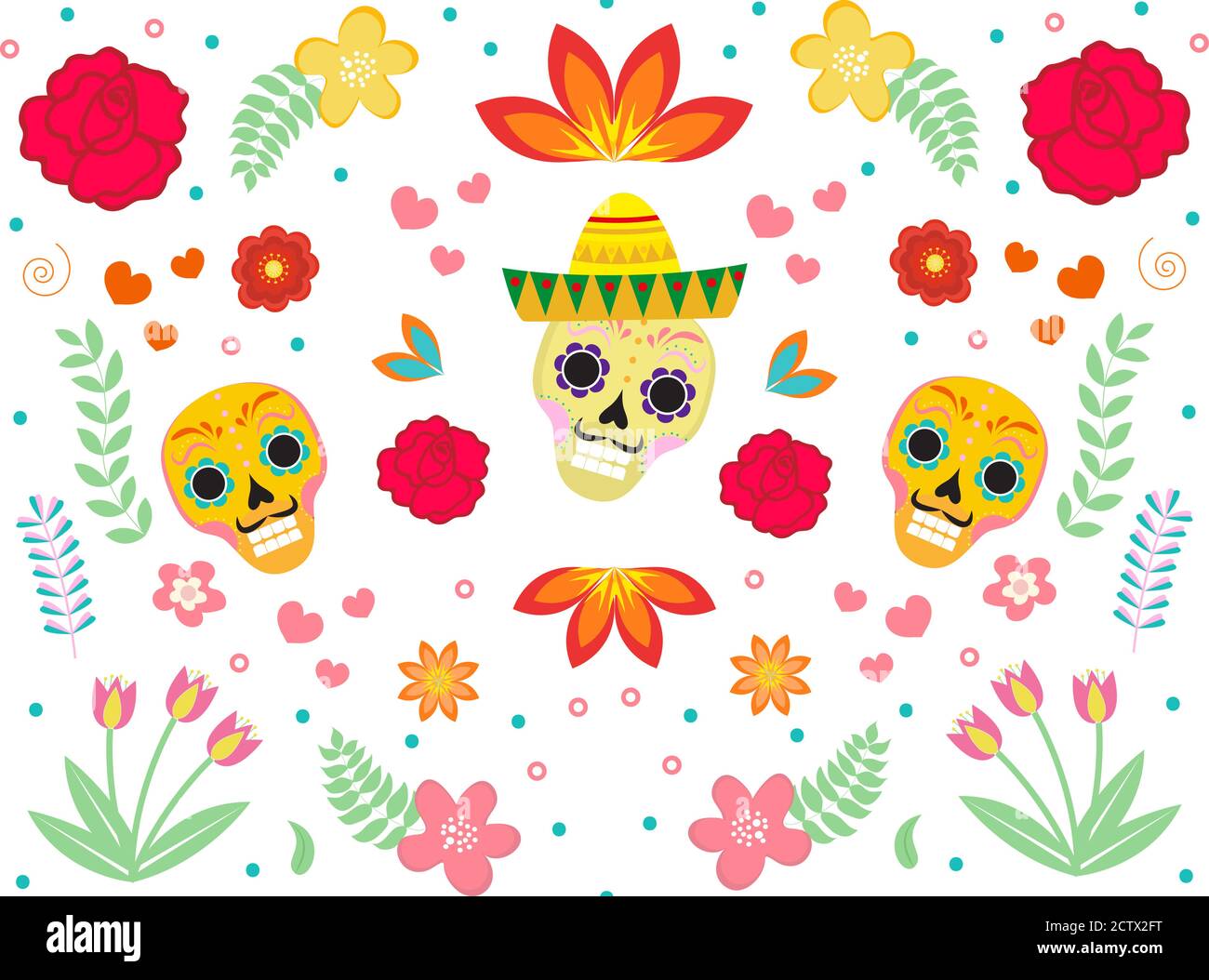 Day of the Dead Mexican seamless pattern. Dia de los muertos repeating