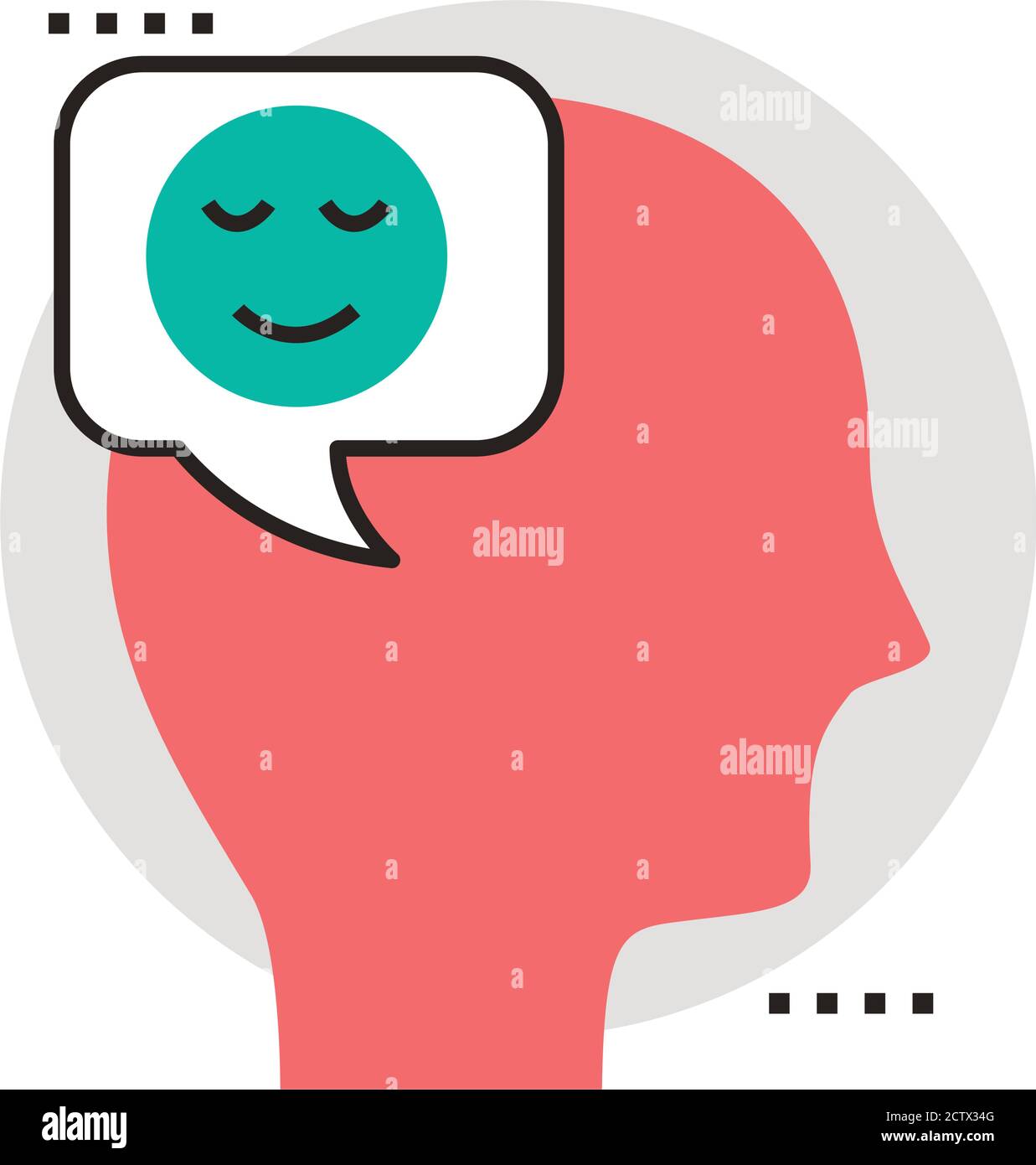 head human profile with happy face in speech bubble line and fill style ...