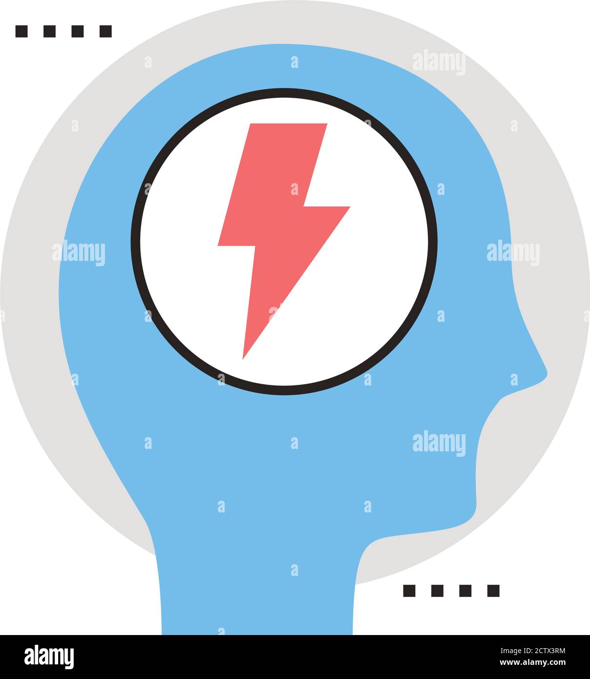 head human profile with ray power line and fill style icon vector ...