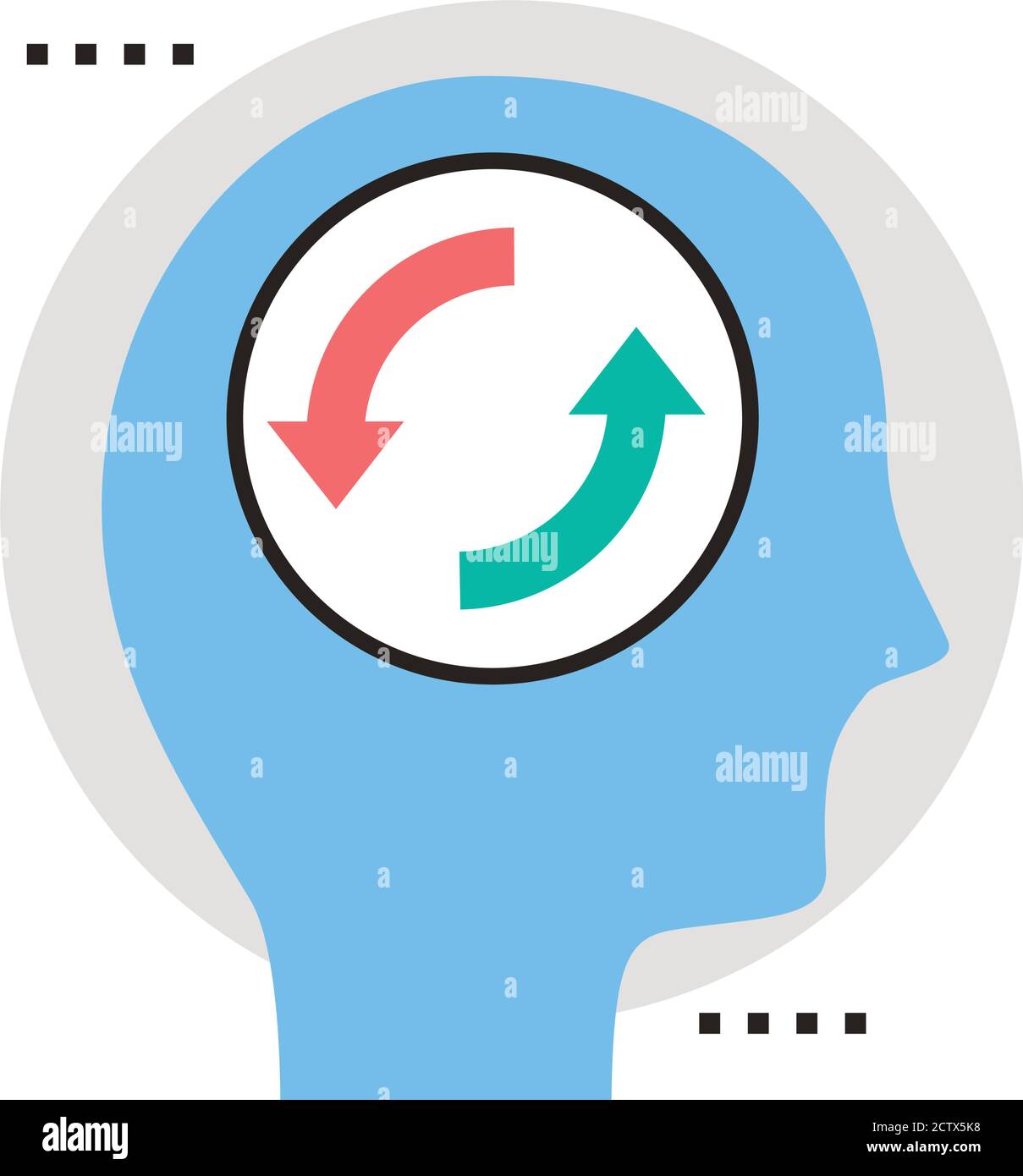 head human profile with reload mind line and fill style icon vector ...