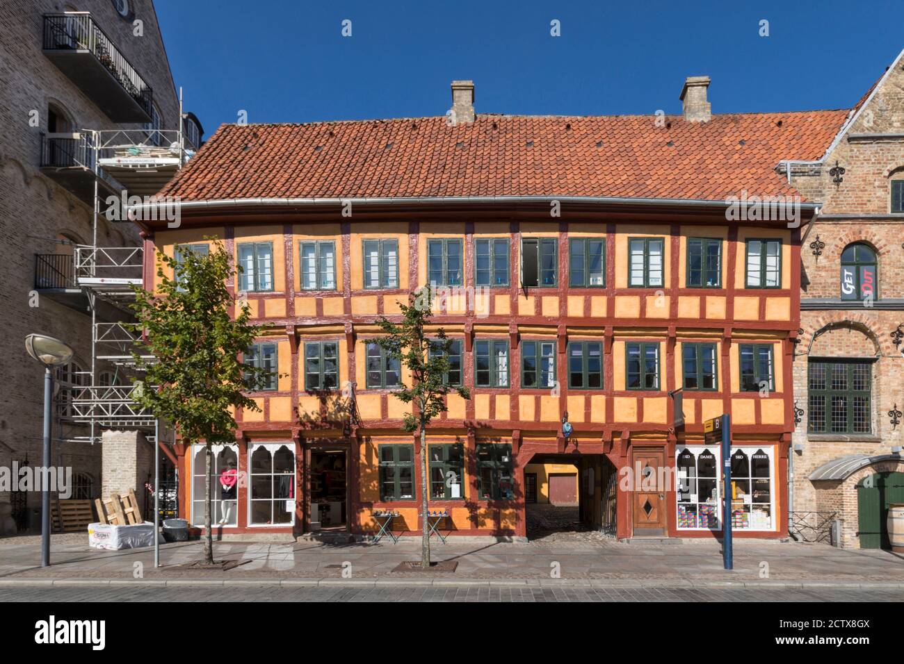 Aalborg, Denmark - September 1, 2020: Jørgen Olufsens house, a former warehouse built and owned by the city’s mayor  in 17th century Stock Photo