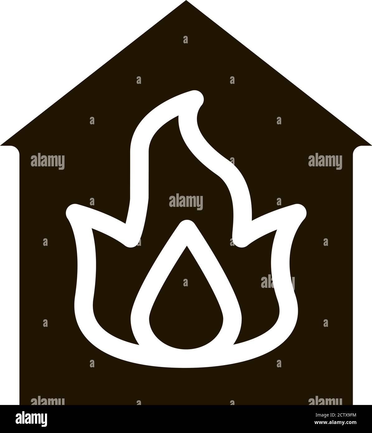 Building And Flame Heating Equipment glyph icon Stock Vector
