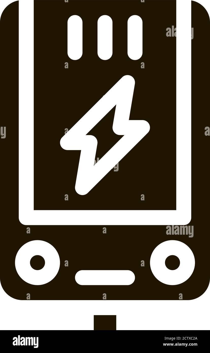 Electronic Main Block Heating System glyph icon Stock Vector