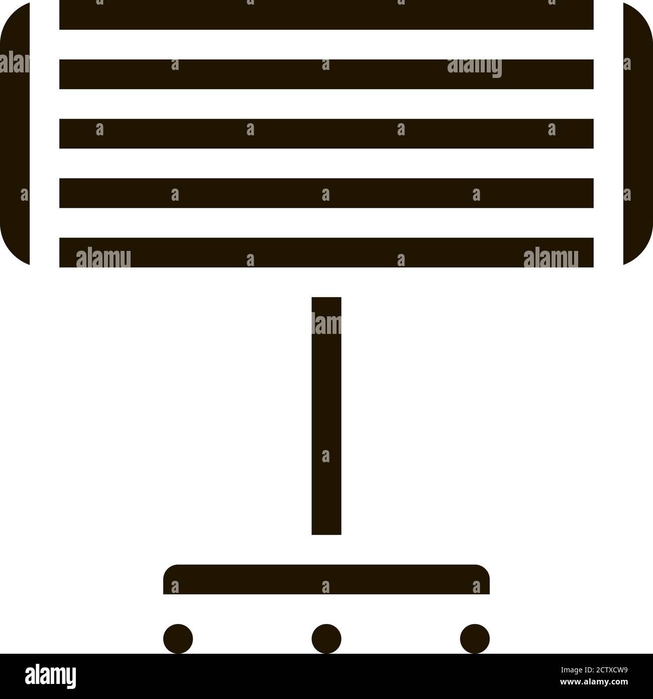 Portable Heating Device On Rollers glyph icon Stock Vector
