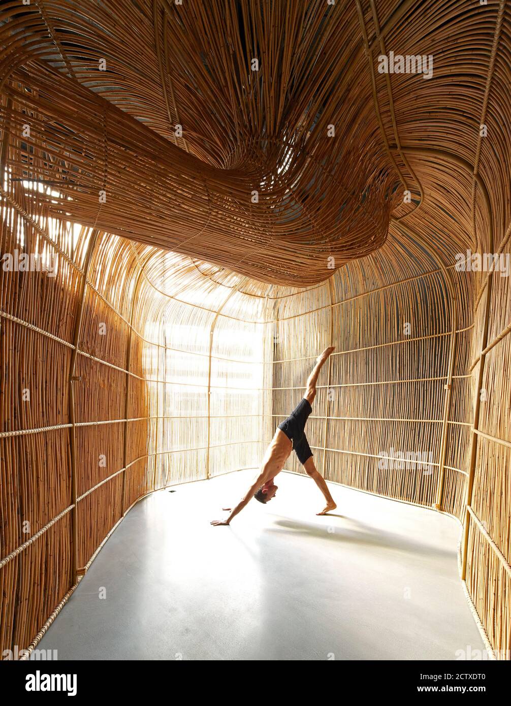 Yoga studio 'pod' with instructor. Vikasa Yoga Centre, Bangkok, Thailand.  Architect: Enter Projects , 2020 Stock Photo - Alamy