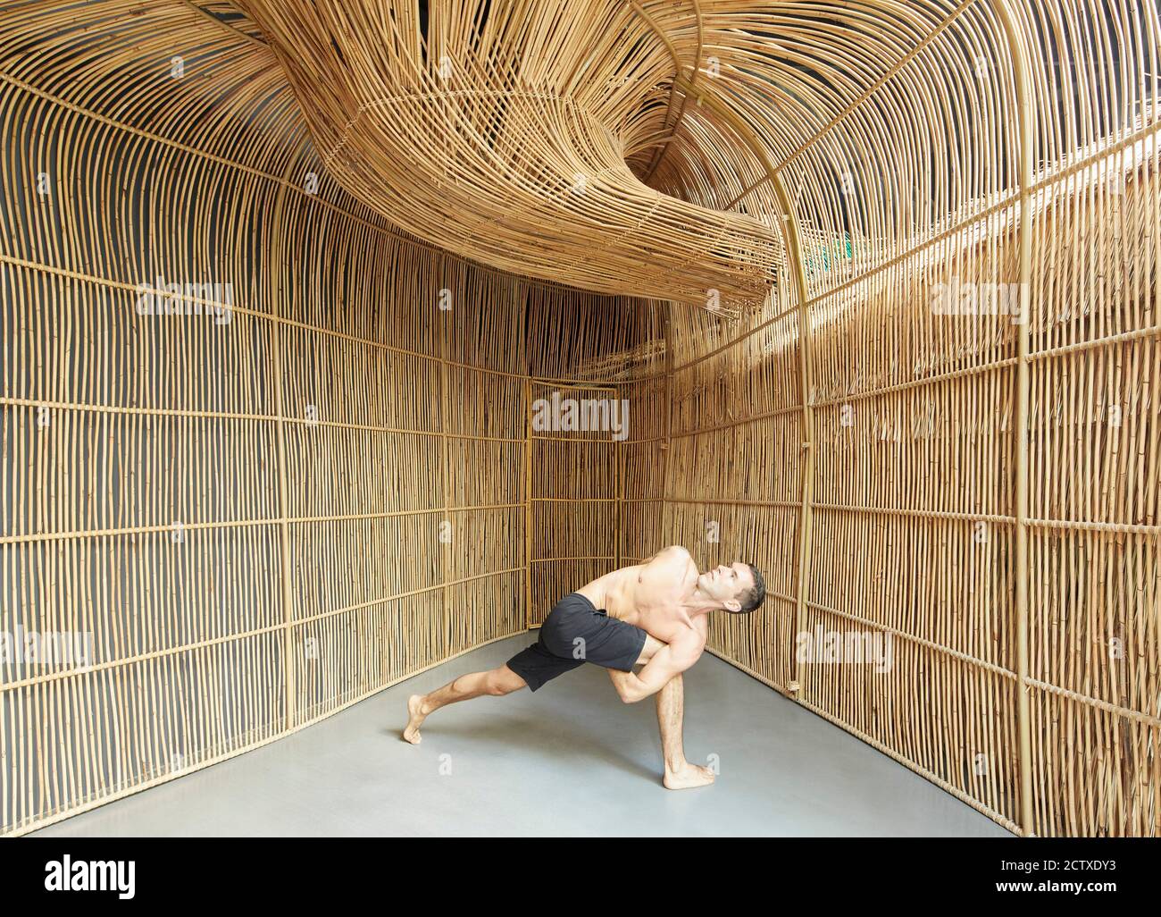 Yoga studio 'pod' with instructor. Vikasa Yoga Centre, Bangkok, Thailand.  Architect: Enter Projects , 2020 Stock Photo - Alamy