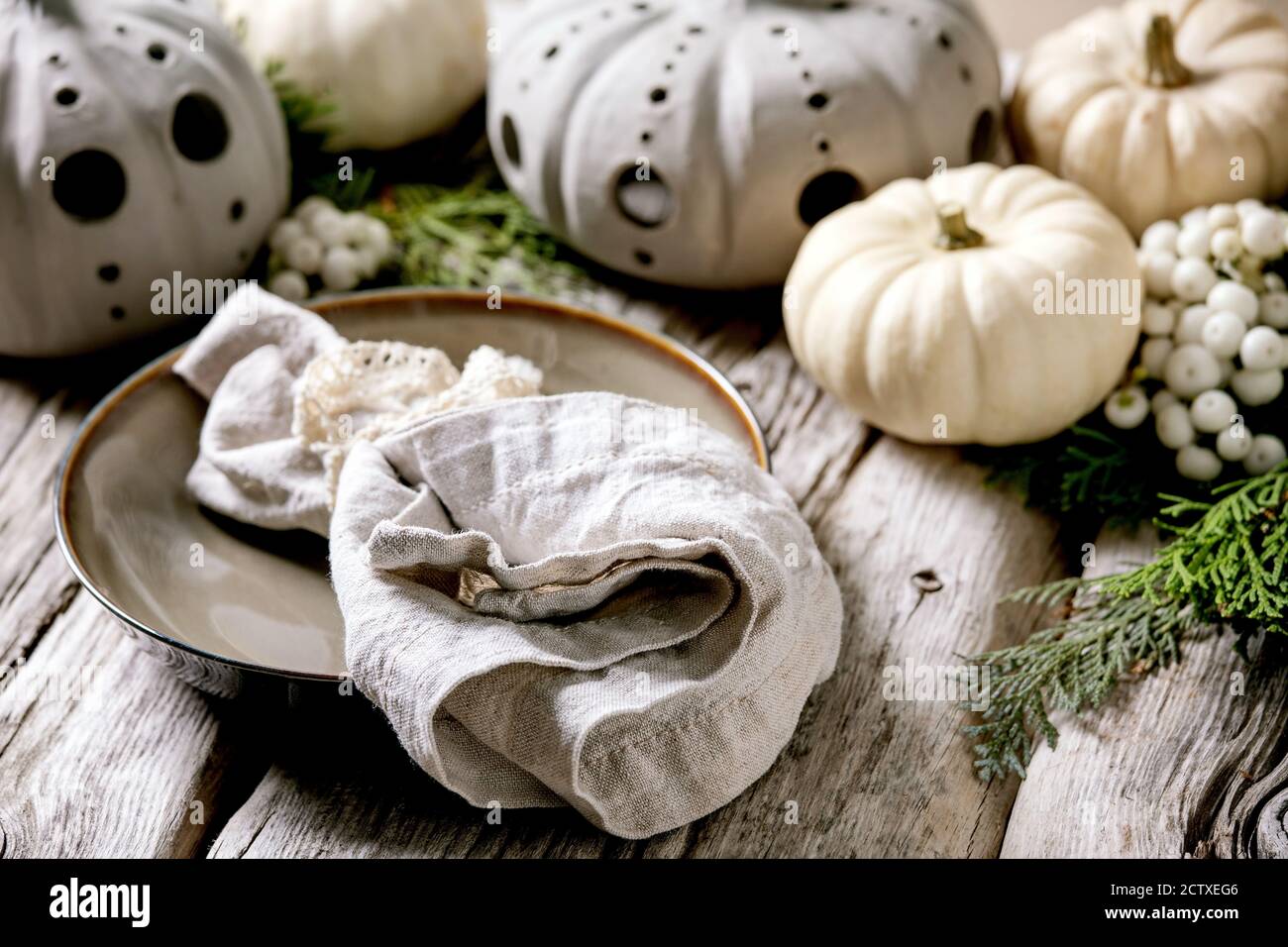 White decorative pumpkins Stock Photo