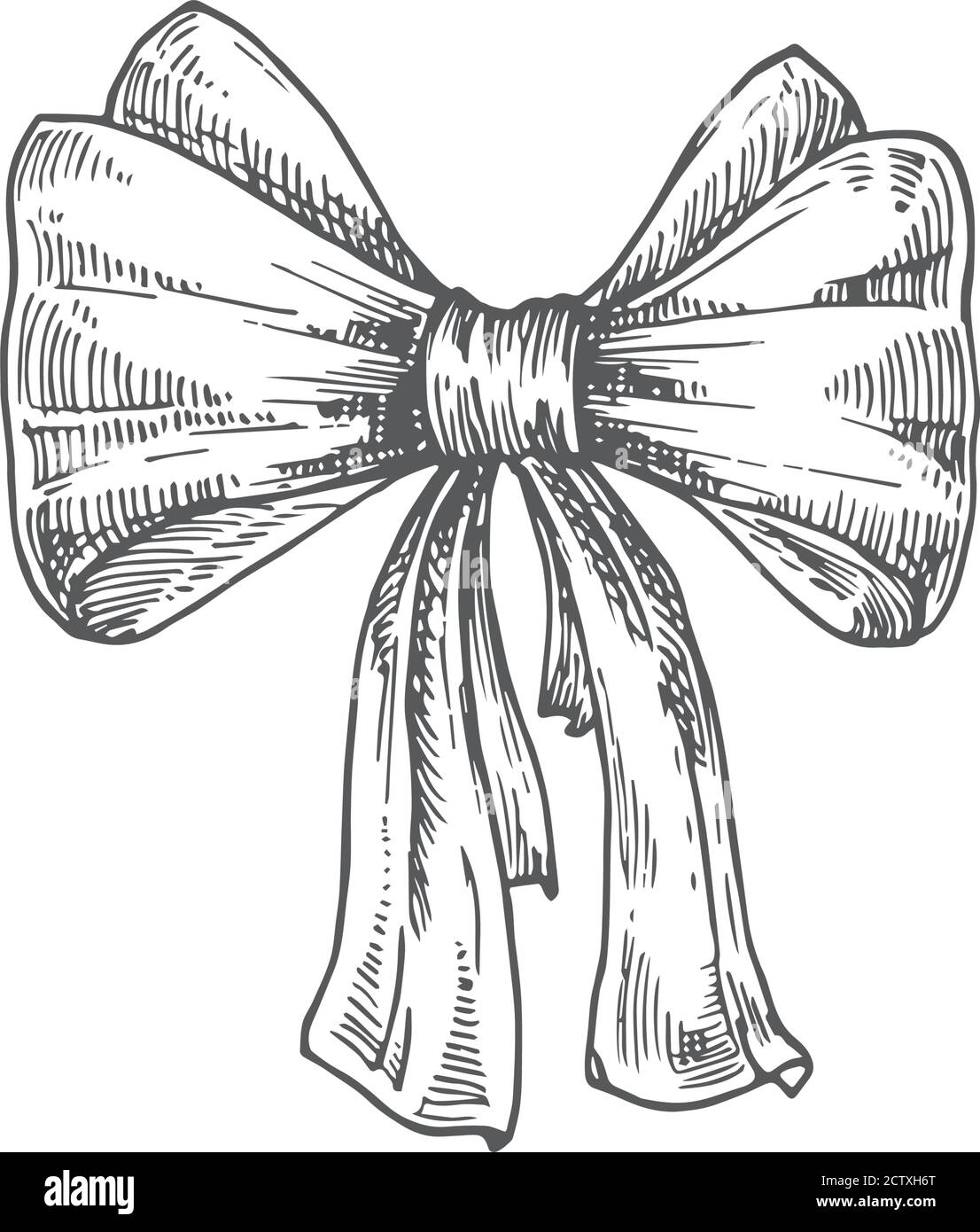 Rustic Ribbon Drawing Hand Drawn Christmas Riibon Vector Illustration. Abstract Rustic Sketch ...