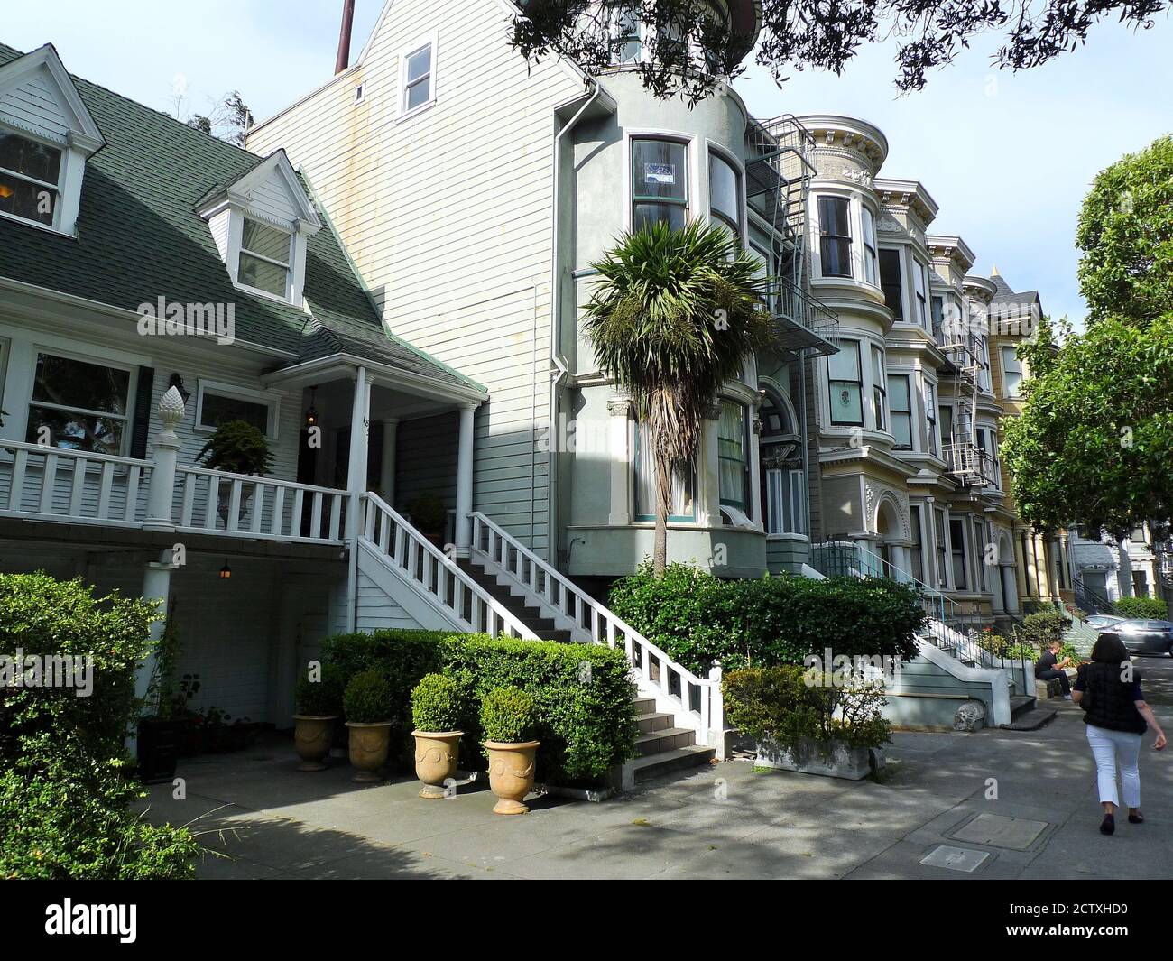 A street with famous victorian houses built between 1837 and 1901 stock