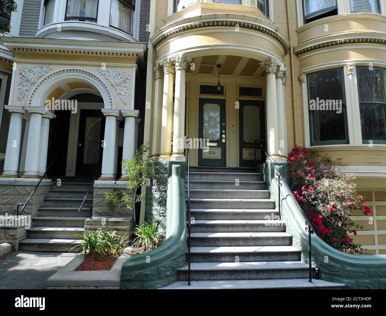 A street with famous victorian houses built between 1837 and 1901 stock