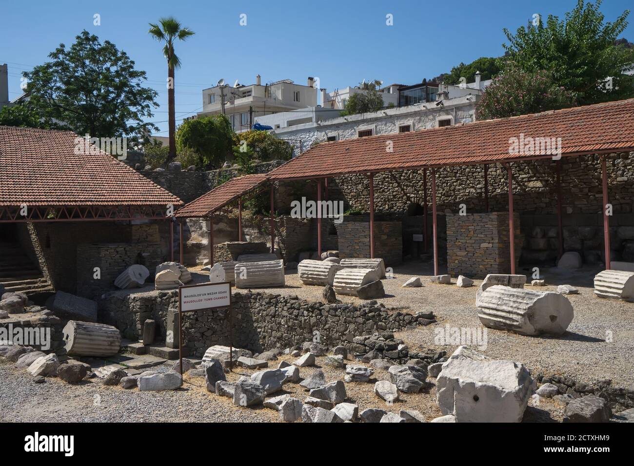 Fragments and ruins of ancient greek Mausoleum at Halicarnassus, Bodrum, Turkey. Stock Photo