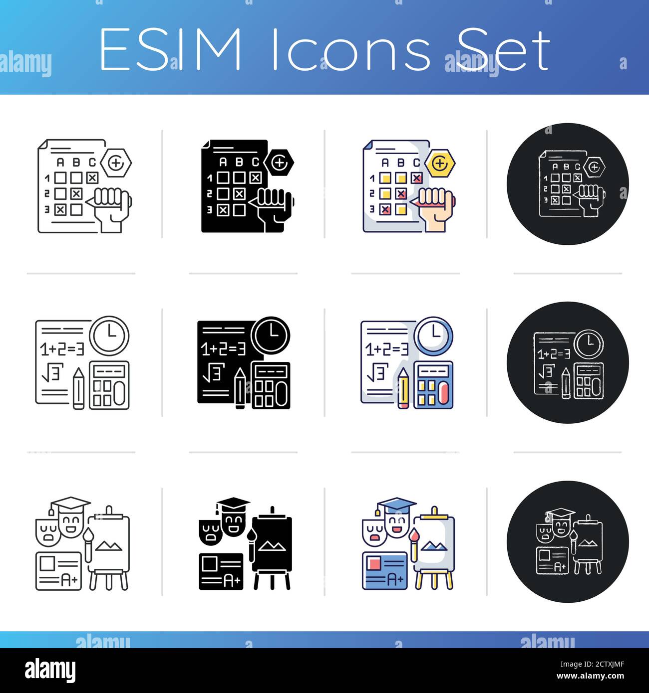 Questioning checklist icons set Stock Vector