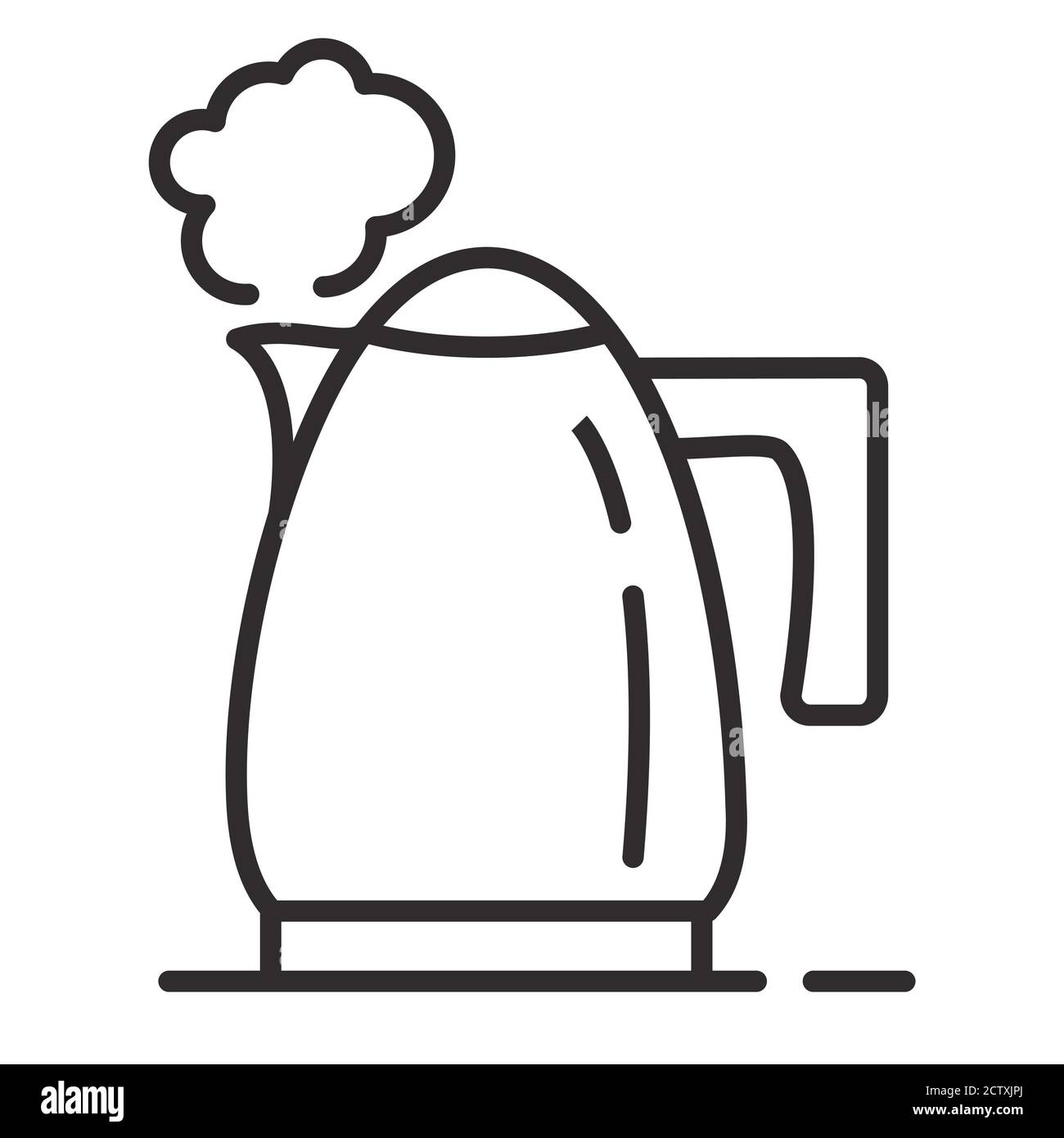Icon electric kettle boiling. Outline vector isolated on white background. Stock Vector