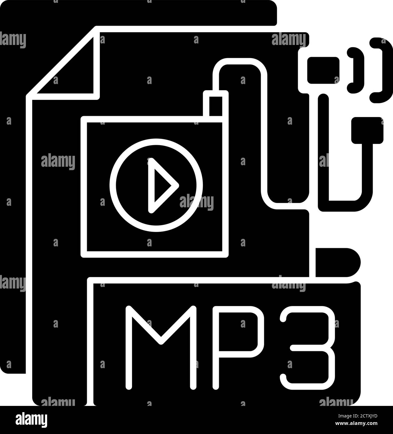 MP3 Audio file black glyph icon Stock Vector