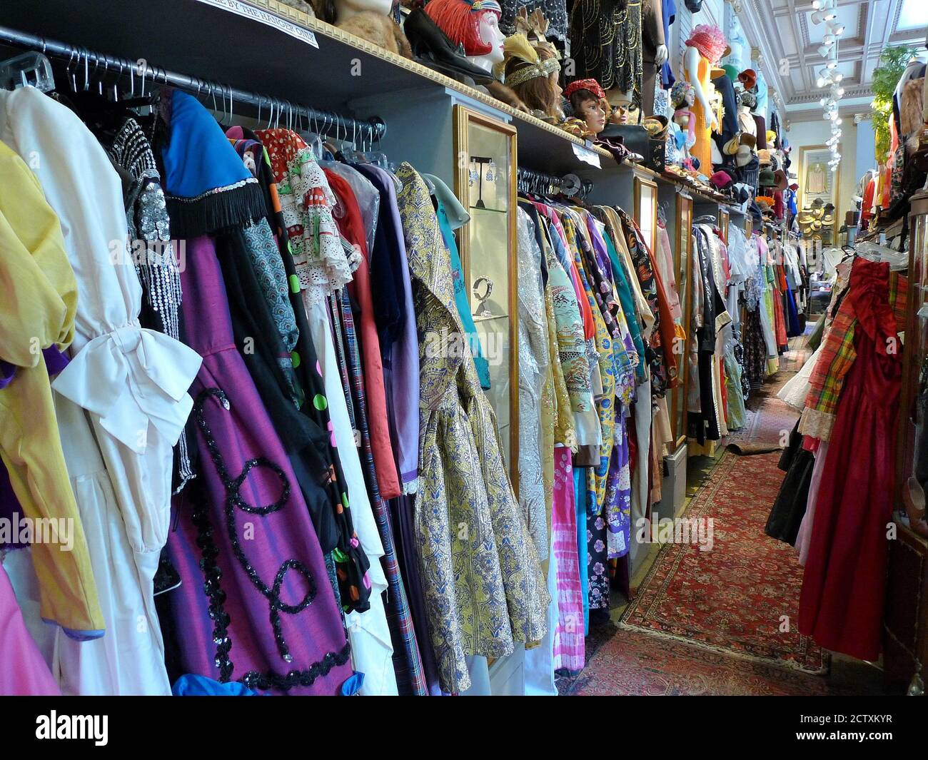 Interior Of A Shop Selling All Kinds Of Vintage Style Clothing In The 