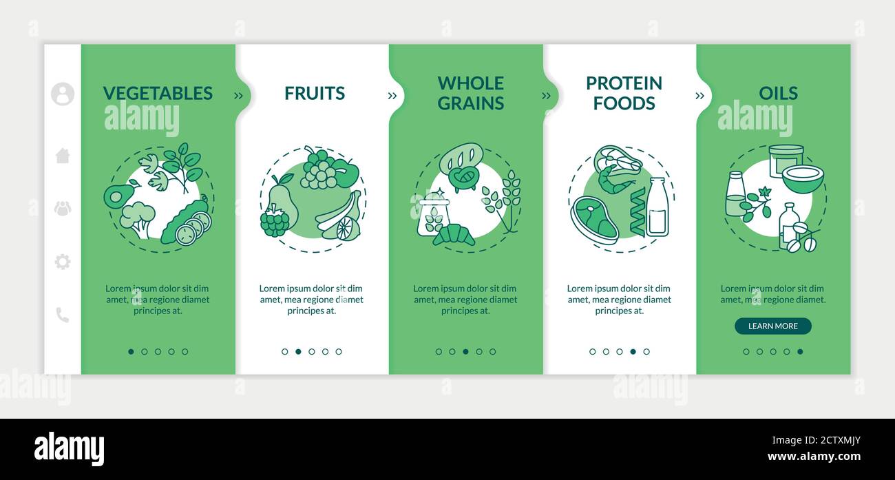 Vegetarian diet components onboarding vector template Stock Vector
