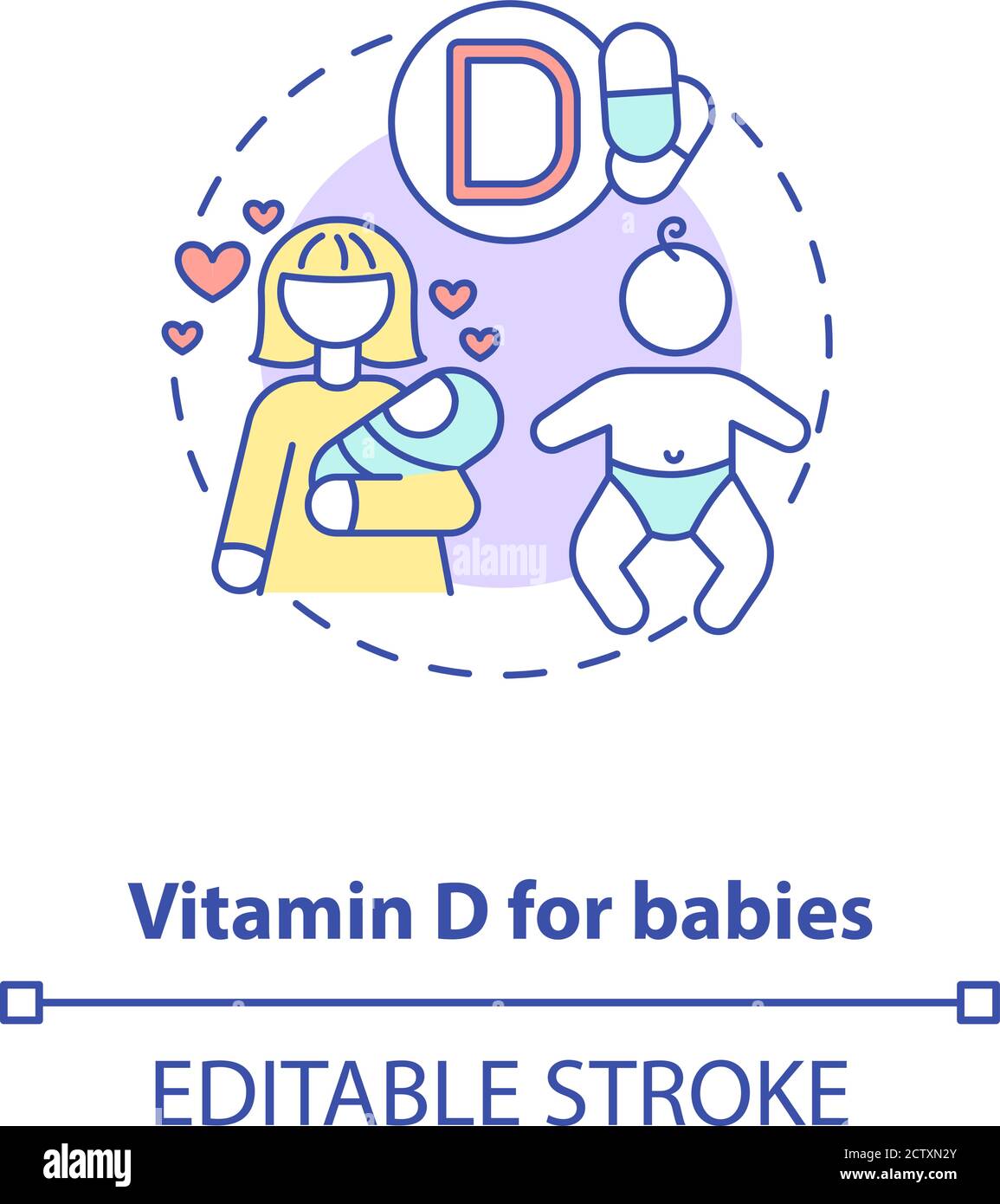 Vitamin D for babies concept icon Stock Vector