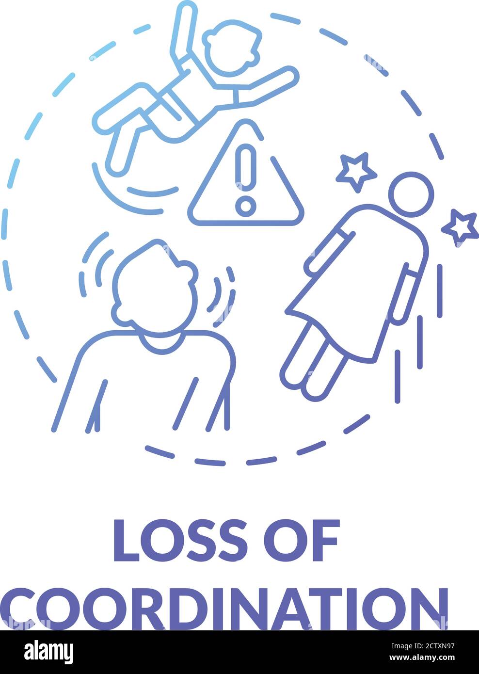 Loss of coordination blue gradient concept icon Stock Vector Image