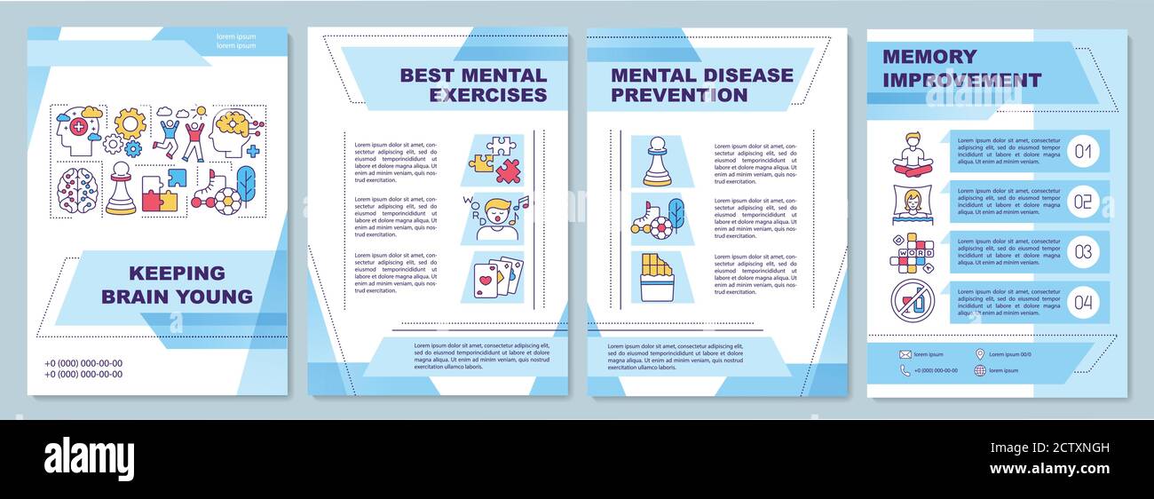 Keeping brain young brochure template Stock Vector