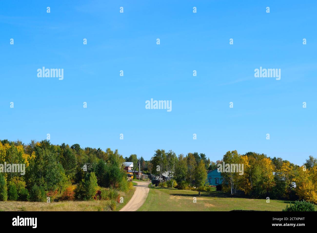 View of Rural Homes Near the Taltsy Open Air Museum in Russia Stock Photo