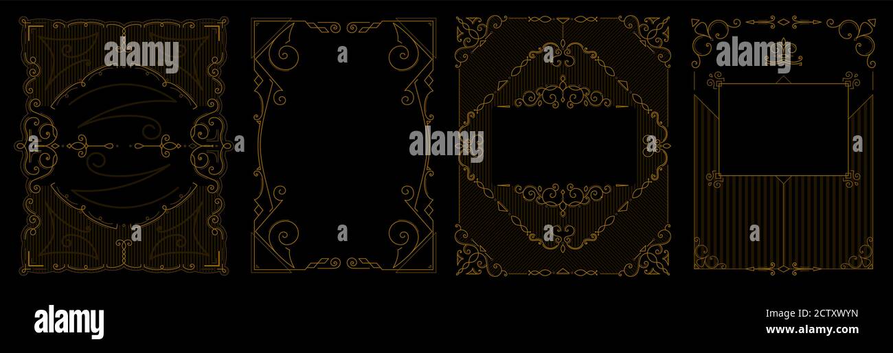 Set of Art deco borders and frames. Vector illustration Stock Vector ...