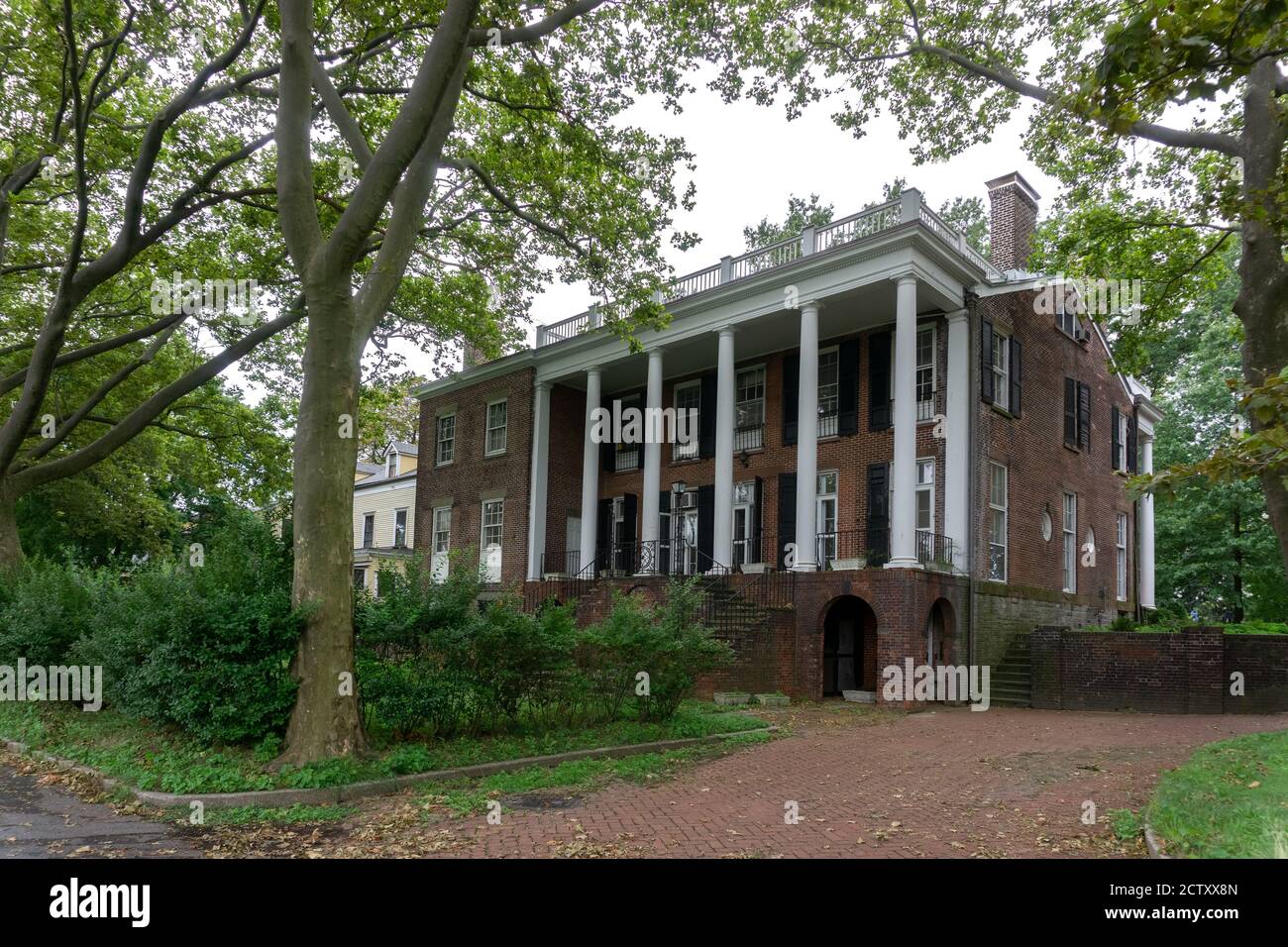 Back of Admiral's House in Governors Island. Old and abandoned building