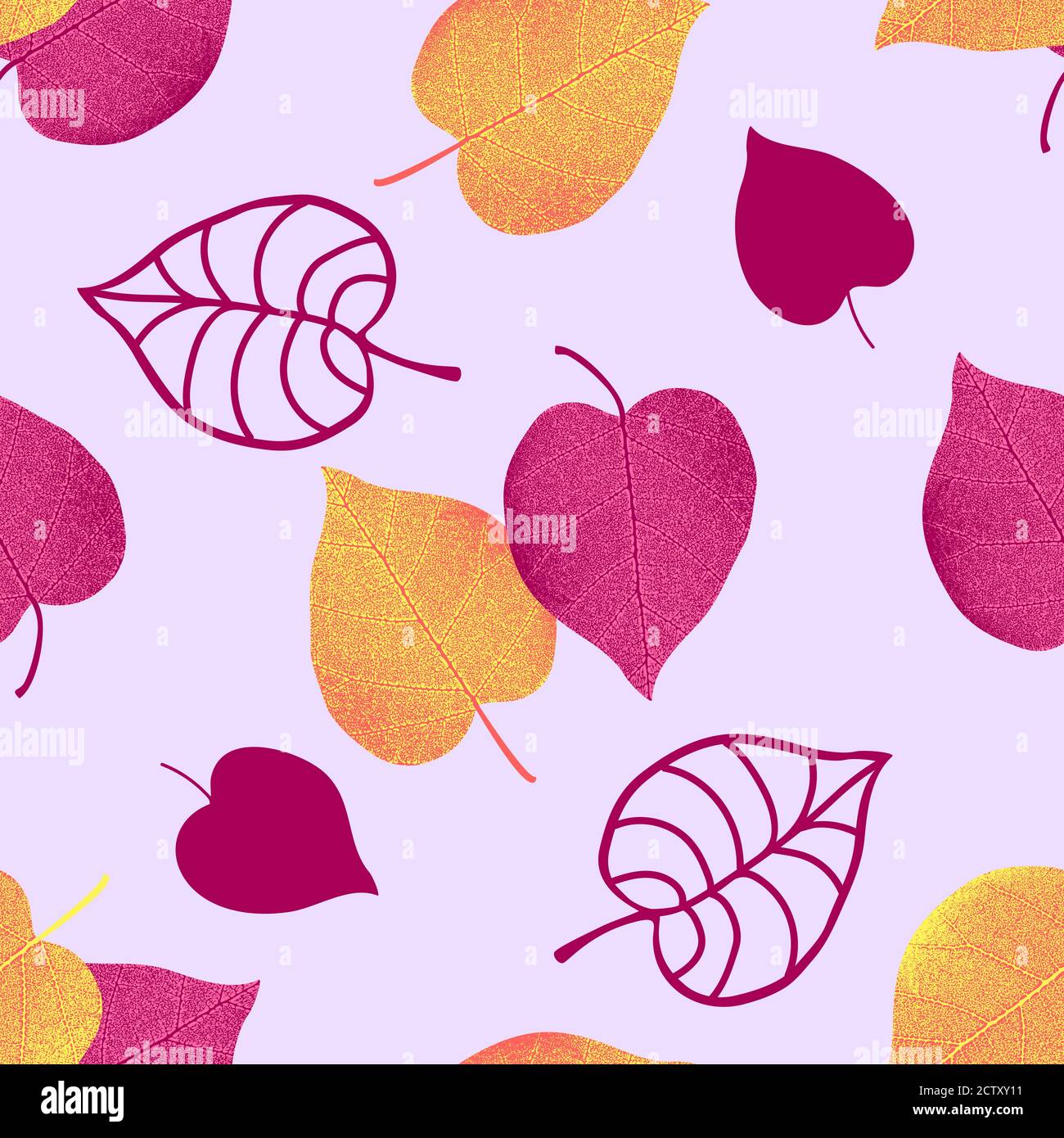 Vector seamless pattern from autumn leaves. Background for design, graphics, printing. Stock Vector