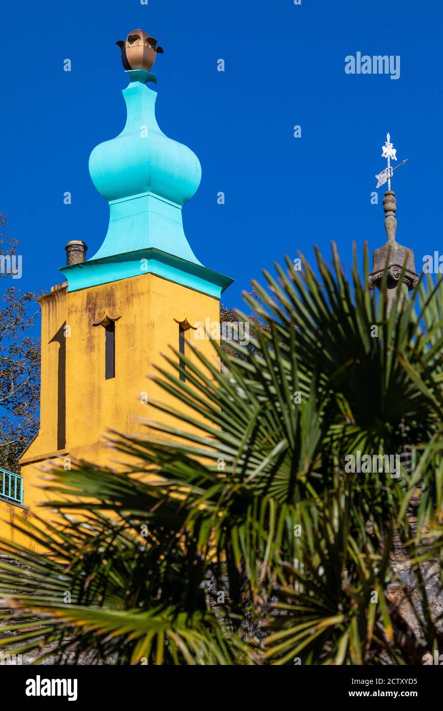 A view of the unusual Onion Dome structure in the village of Portmeirion in North Wales, UK. Stock Photo
