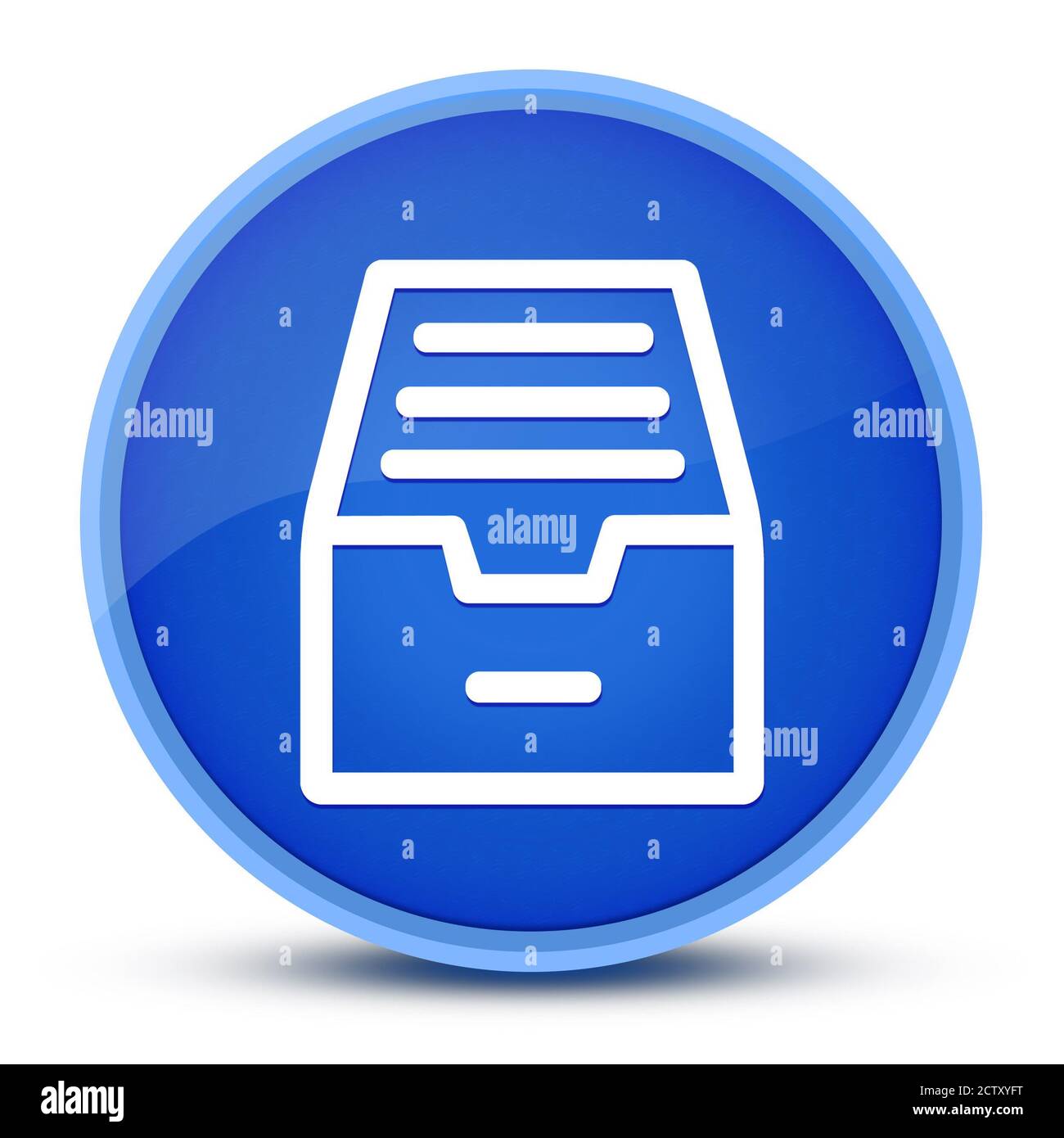 Folder archive cabinet luxurious glossy blue round button abstract illustration Stock Photo