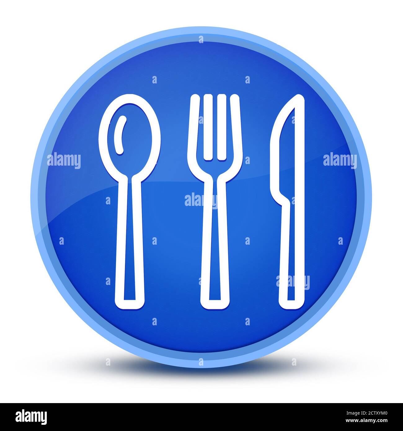 Cutlery luxurious glossy blue round button abstract illustration Stock Photo
