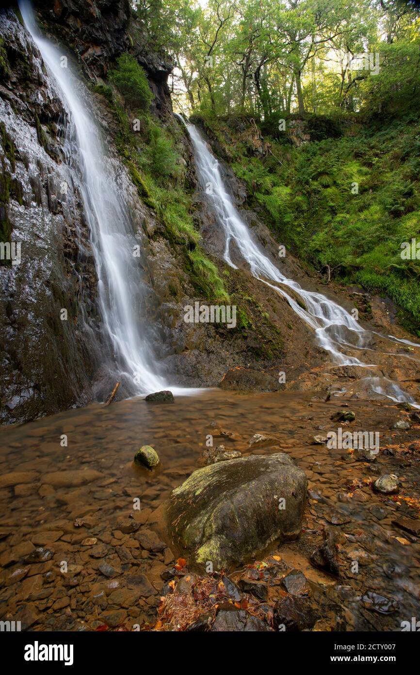 Grey Mare's Tail waterfall, Llanrwst, Snowdonia, North Wales Stock Photo