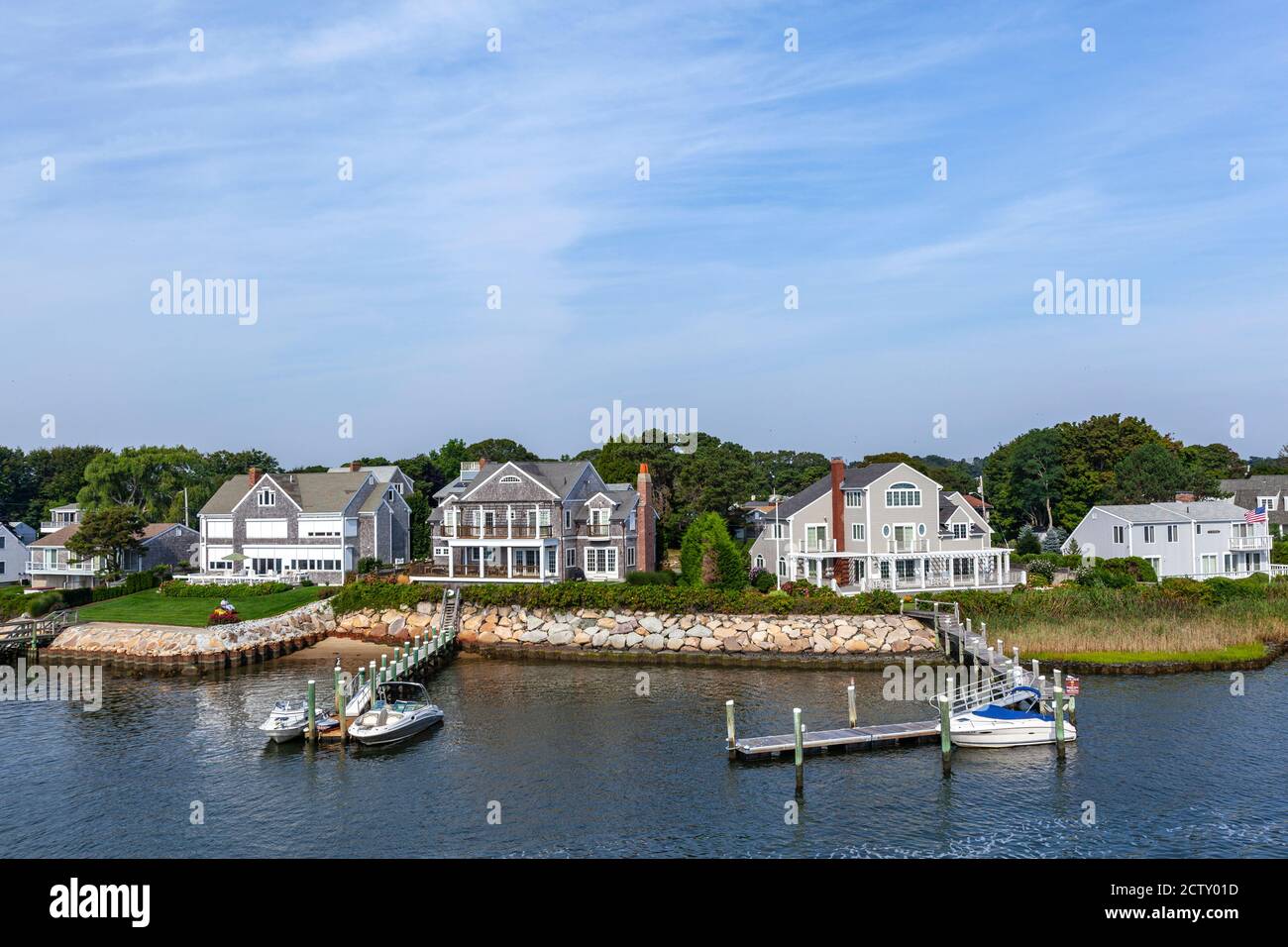 View from ferry to Nantucket, Hyannis, Barnstable, Cape Cod peninsula, Massachusetts, USA Stock Photo