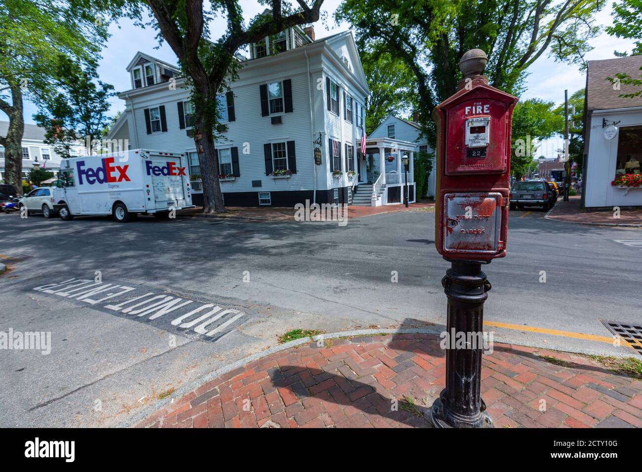 Vintage fire alarm box in Nantucket island, Massachusetts, USA Stock Photo