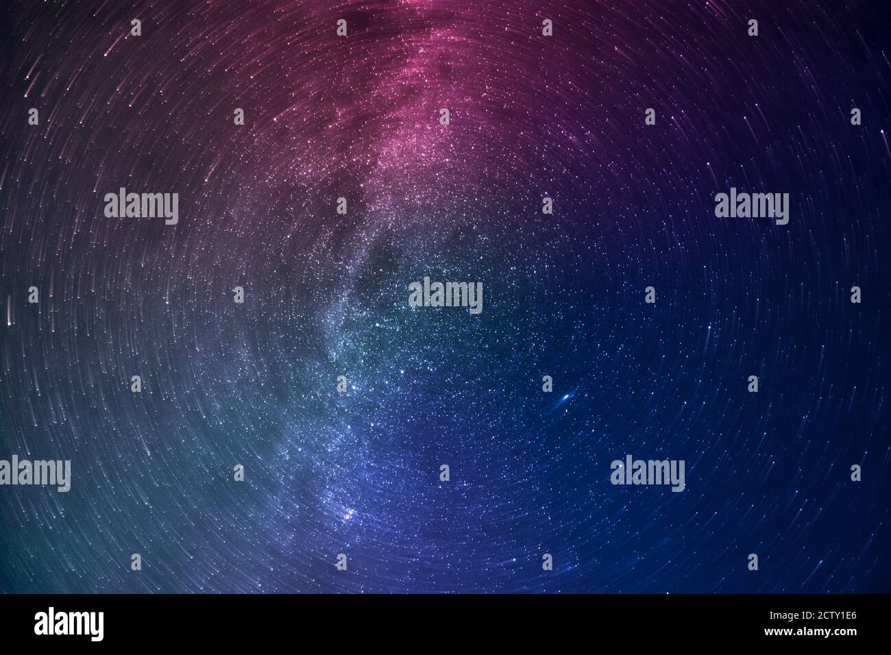 Stars and space, Milky way with circle rotation motion blur in purple ...