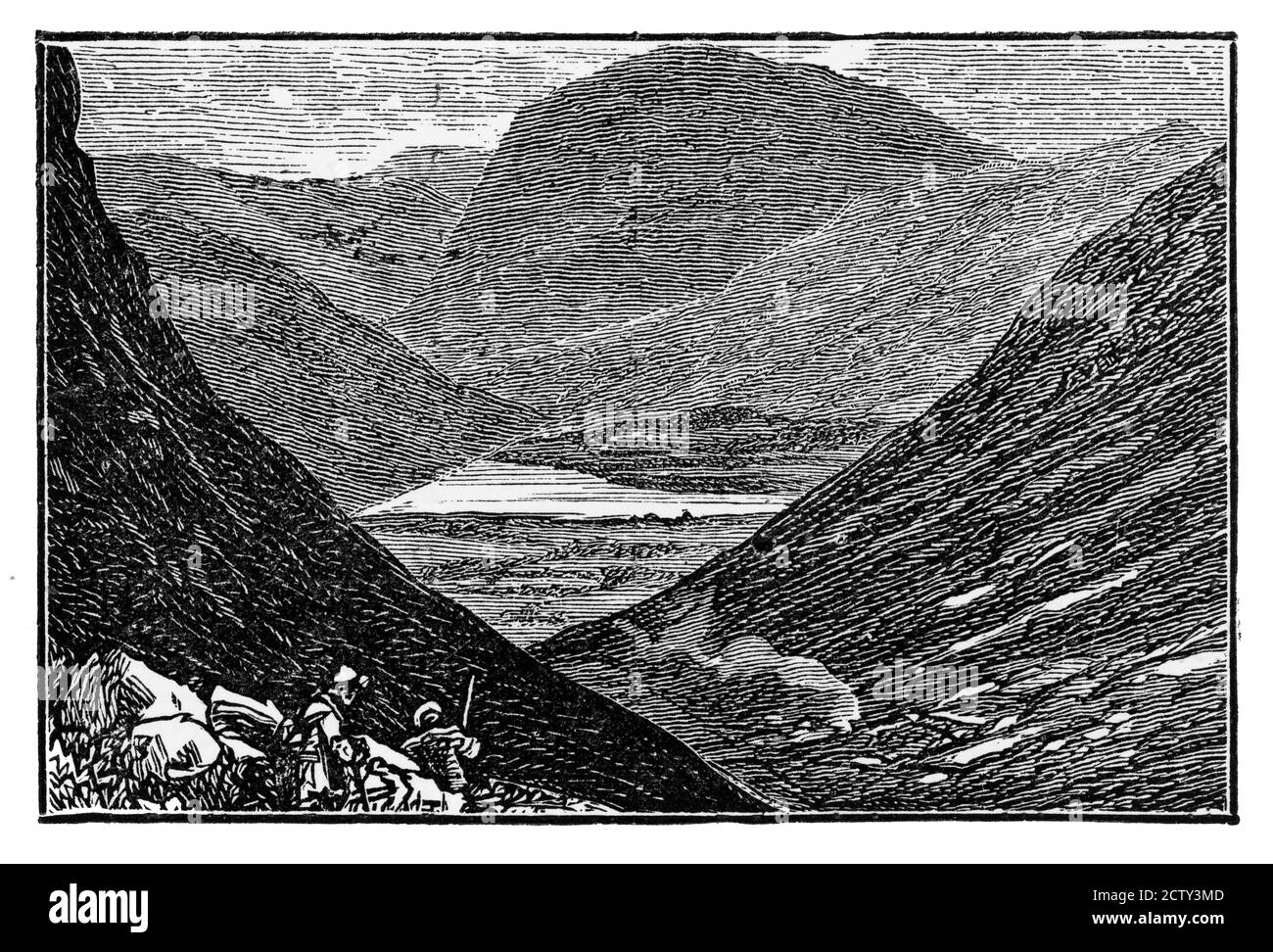 Highlands Landscape in Scotland Victorian Engraving, 1840 Stock Photo