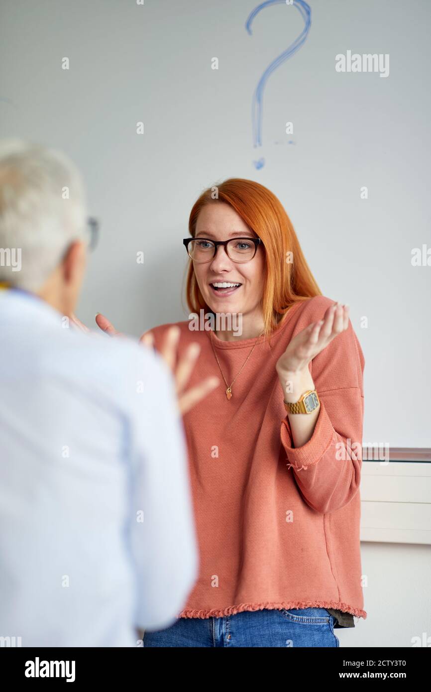 Female Student Confused About The Question In Front Of The Professor In ...