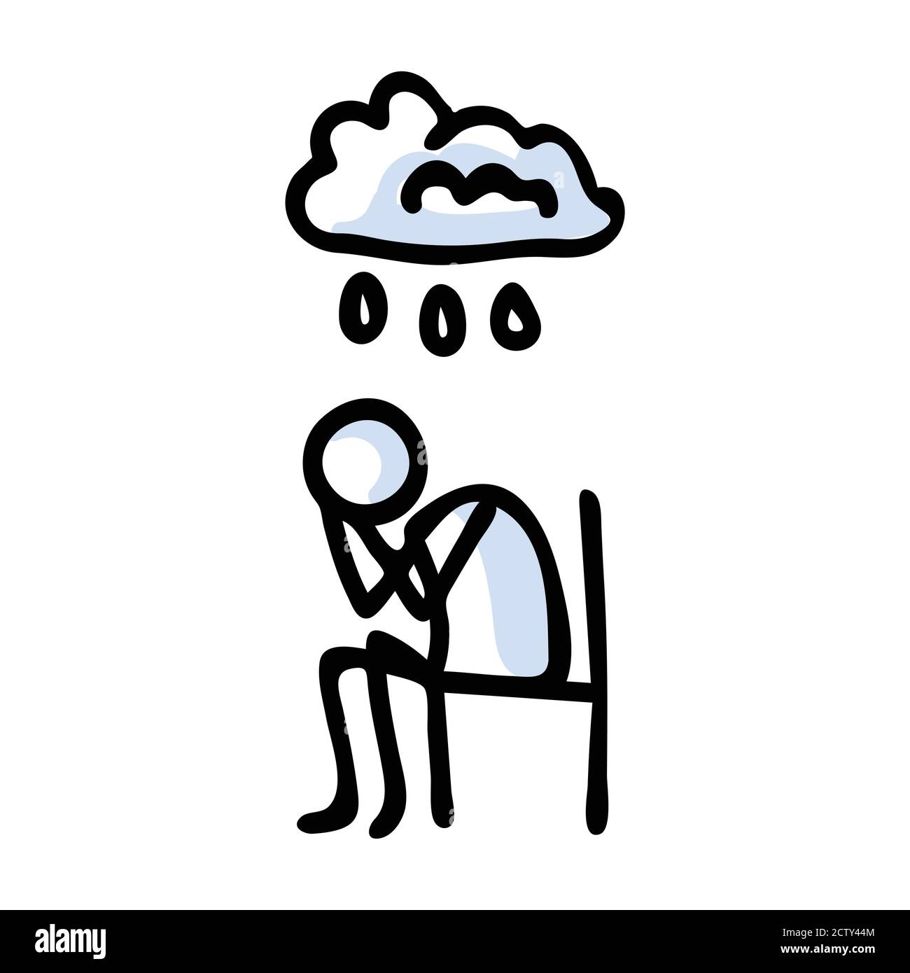 Hand Drawn Stickman Sad Crying Concept Simple Outline Mental Health Doodle Icon Clipart For Depression Awareness Sketch Illustration Stock Vector Image Art Alamy