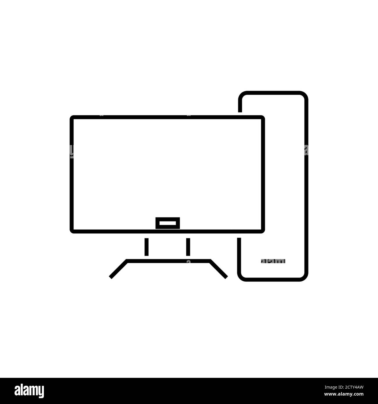 TV remote control outline icon.Television controller simple line vector ...