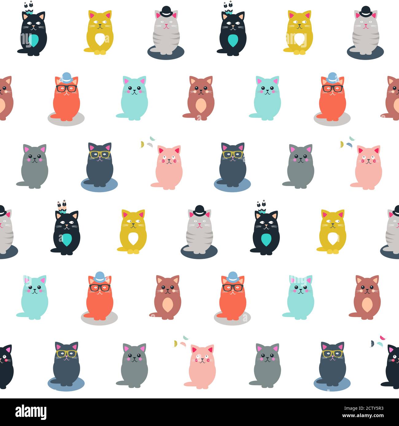 Cat collection seamless pattern Stock Vector