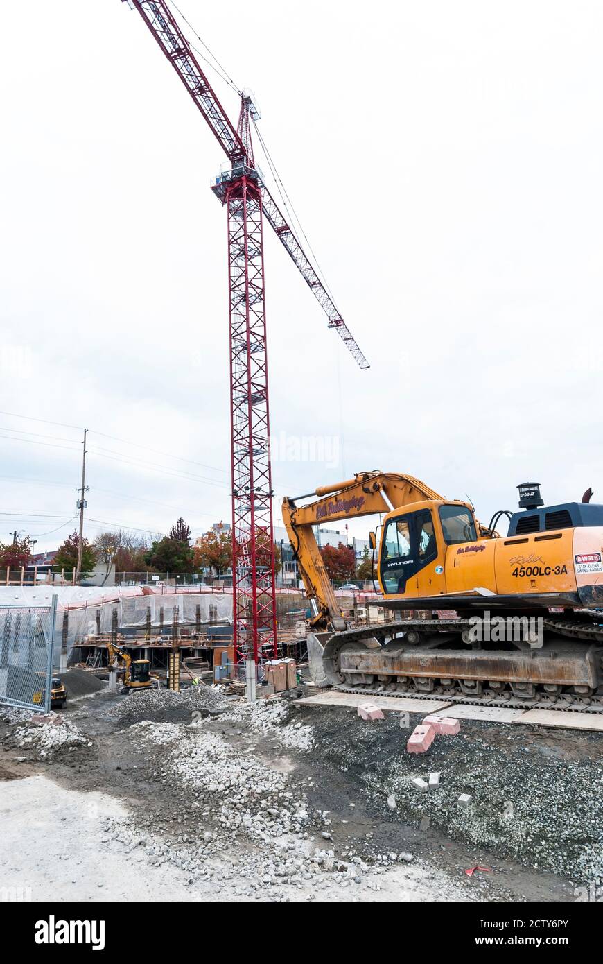Heavy equipment at a construction project in Northgate, Seattle