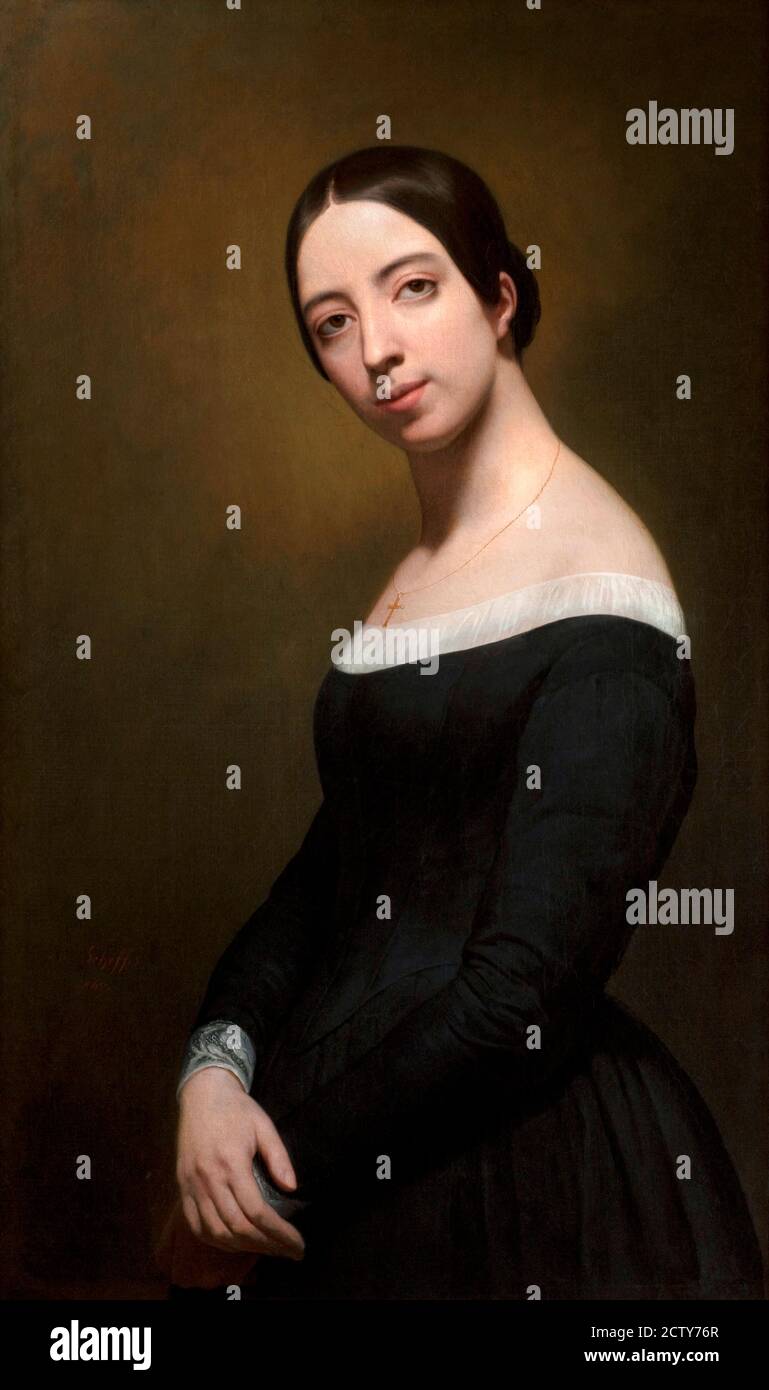 Pauline Viardot. Portrait of the French mezzo-soprano Pauline Viardot (nee Michelle Ferdinande Pauline García, 1821-1910) by Ary Scheffer, oil on canvas, 1840 Stock Photo